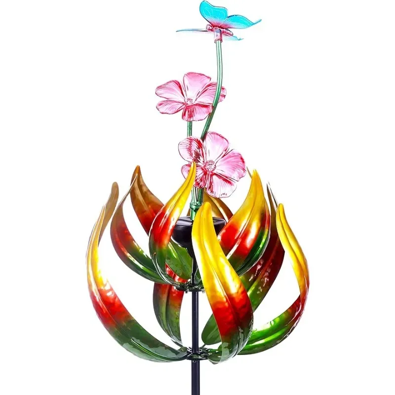 

Solar Butterfly Tulips 69 Inch Wind Catcher for Yard Kinetic Wind Spinner with Garden Stake