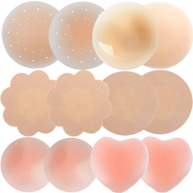 

Reusable Invisible Self Adhesive Silicone Breast Chest Nipple Cover Bra Pasties Pad No colloid feeling Stickers For Woman