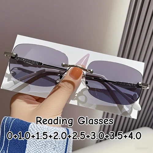 Gafas de lectura fotocromáticas de lujo Unisex para hombres y mujeres, gafas de visión de lejos sin montura con decoloración Retro para presbicia de 0 a + 4,0