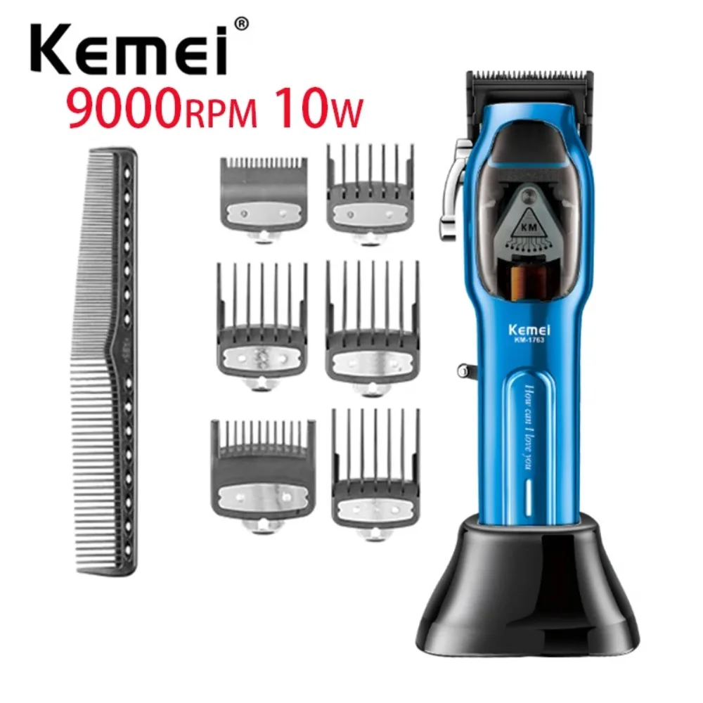 Kemei Professional Hair Clipper Barber Cordless Hair Trimmer Electric Hair Cutting Machine Powerful Magnetic Motor 9000RPM 10W