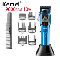 Kemei Professional Hair Clipper Barber Cordless Hair Trimmer Electric Hair Cutting Machine Powerful Magnetic Motor 9000RPM 10W