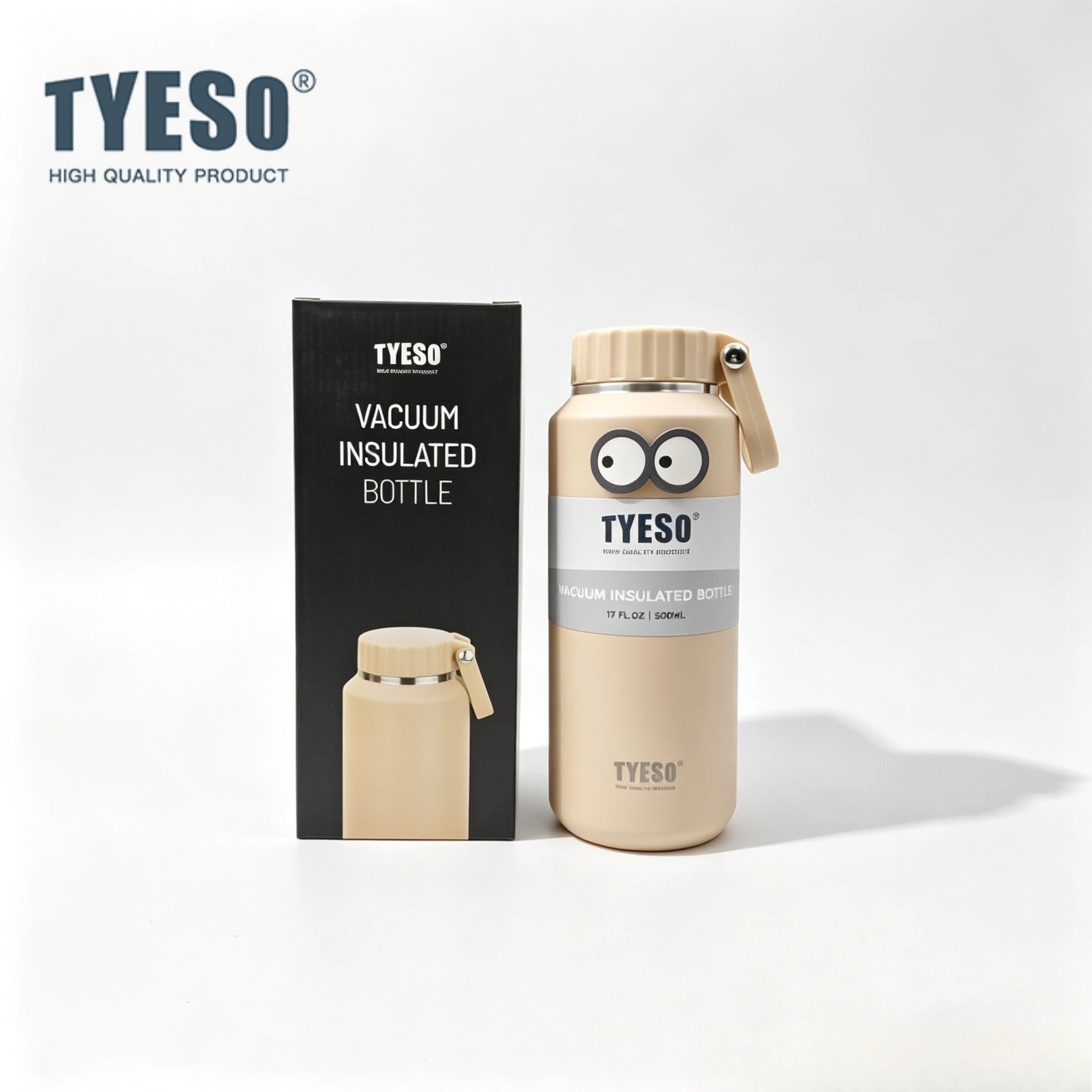 

Tyeso 500ml Thermoses with Cute Sticker Handle Insulated Easy-Pull Cup Sport Water Bottle for Men Women Portable Mug Hydration