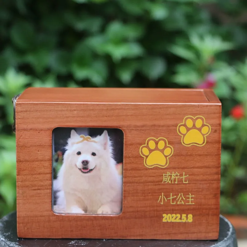 Pet urn dog cat universal laser printing cremation household pet cat dog commemorative big coffin box small pet supplies