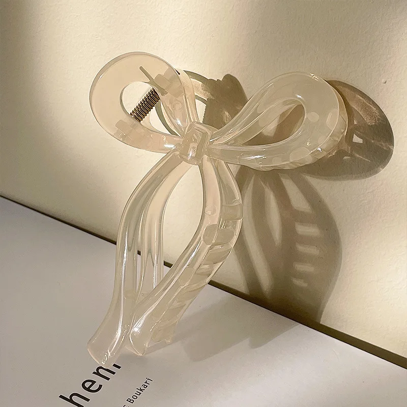 1pc New Jelly colored Bow Grip Clip, Back of Head Disc Hair, Shark Clip Feeling, Simple Large Hairclip Grip Clip image 5