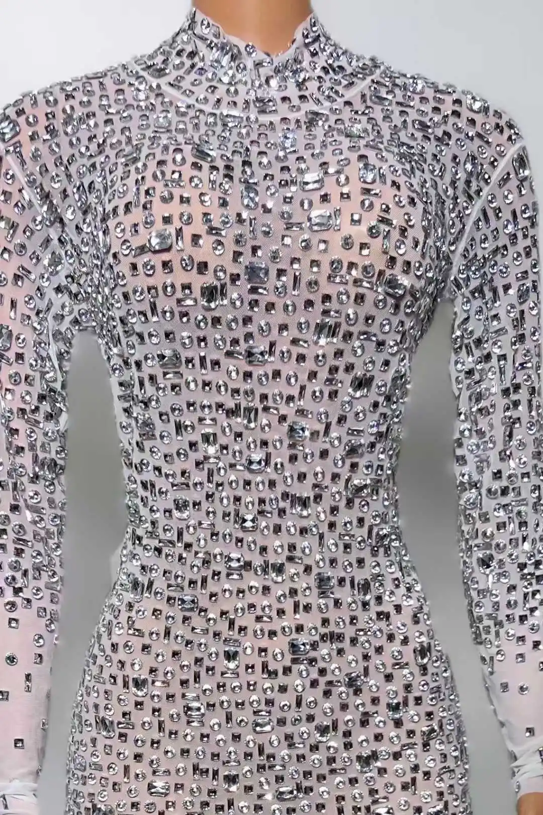 Kombinezony z pełnym kryształem górskim dla kobiet różowe czerwone złoto białe świecące kryształy kombinezony kostium piosenkarki tancerza