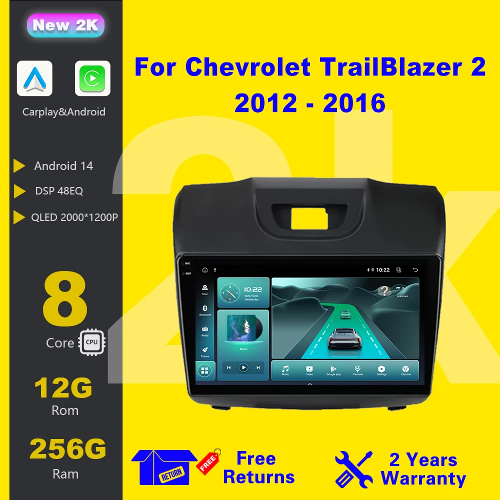 

Android 14 For Chevrolet TrailBlazer 2 2012 - 2016 For Isuzu D-MAX2 2012 - 2018 Car Radio Wireless Carplay Multimedia Player