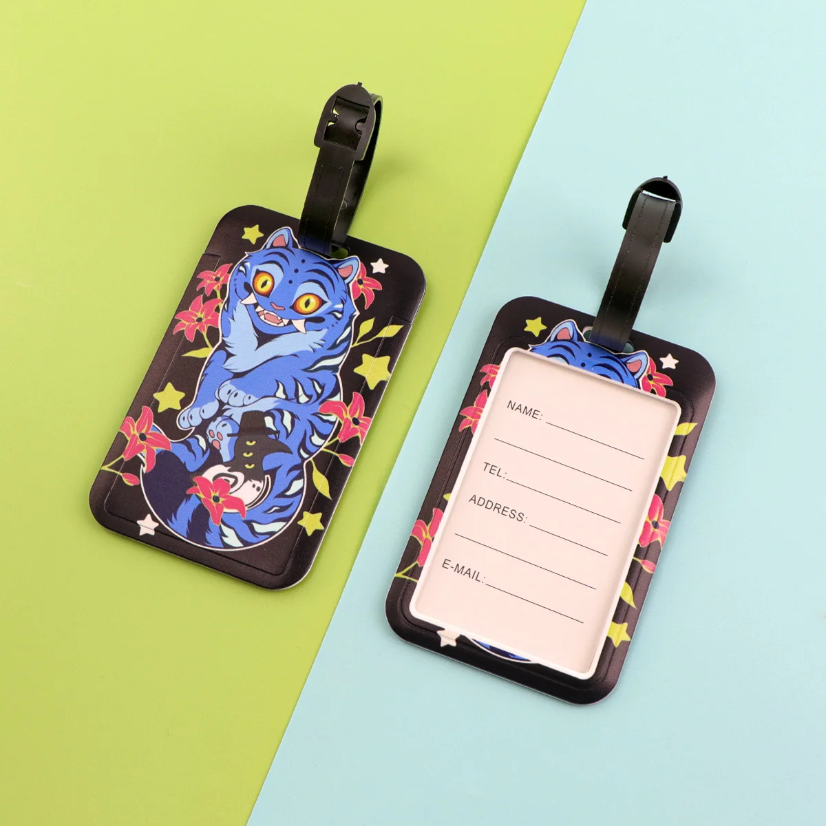 Happy Tiger Business Luggage Tag Suitcase Address Label Luggage Boarding Case Label Name ID Address Clip Travel Accessories