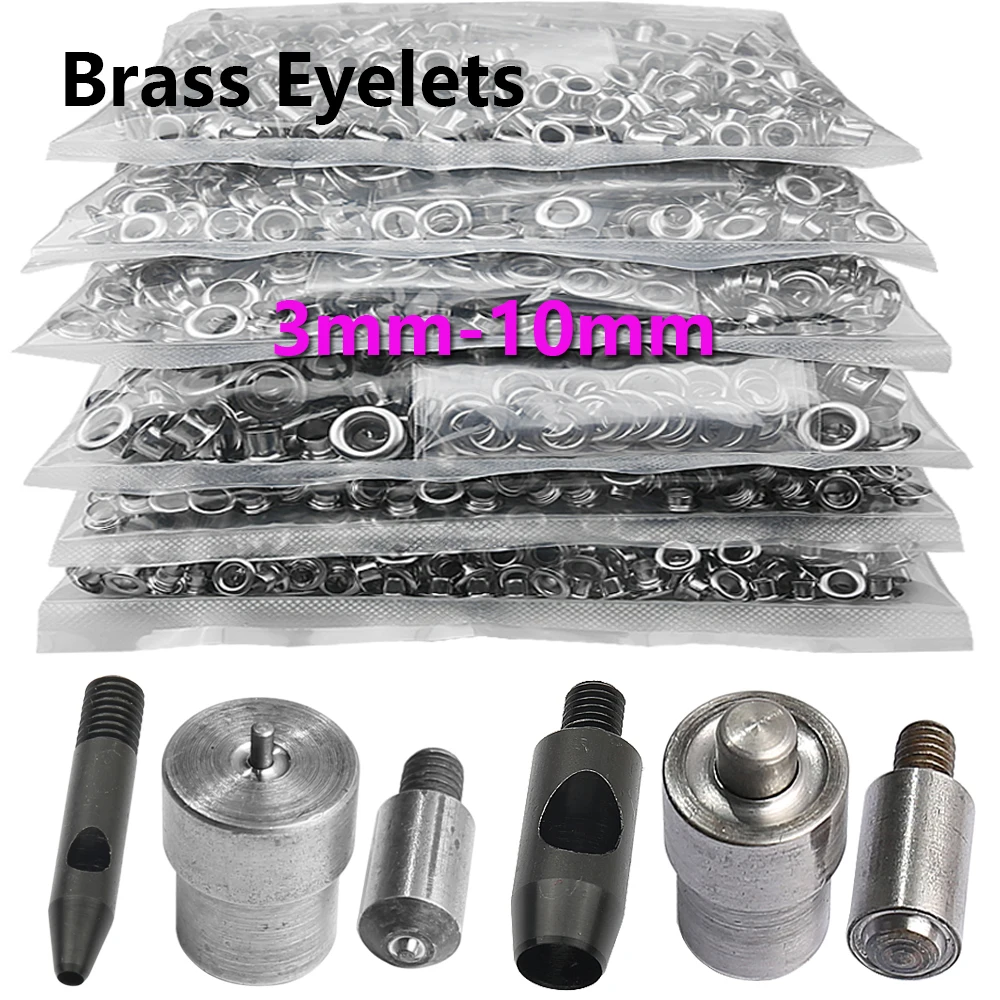 3mm-10mm Eyelet Dies with 200-1000Sets Eyelets Grommet Round Rings Punching for Tarpaulin Paper Leather