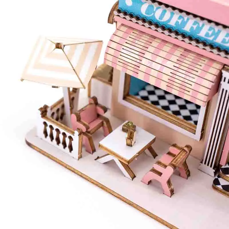 Kinder handgemachte DIY kleine Holzhaus 3D Holzpuzzle Gebäude Modell kreative Puzzle Spielzeug Geschenk