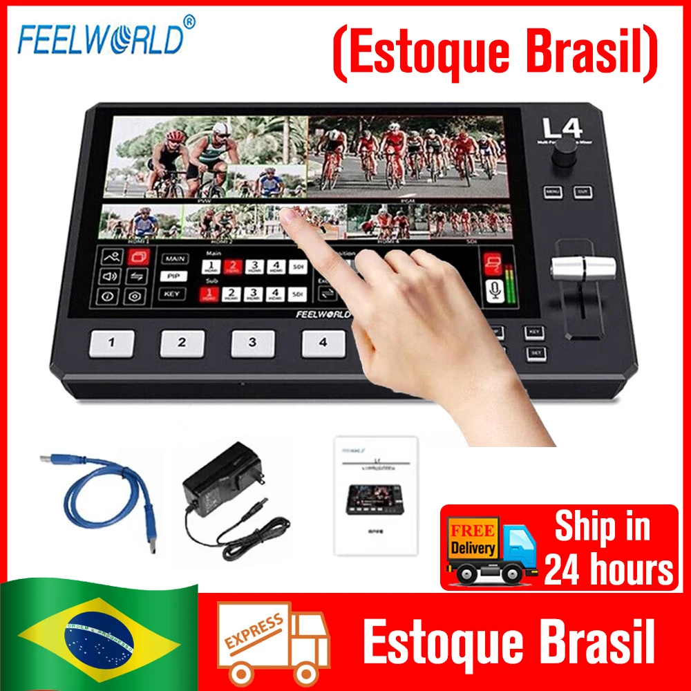 (DO Brazil) Pre-sale FEELWORLD L4 10.1 inch Camera Video Mixer Switcher Touch Screen Video Switcher Multi Monitor For Filmmaker