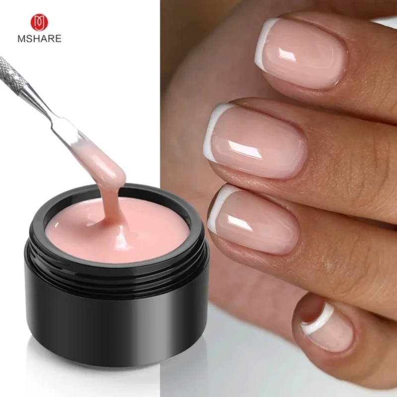 MSHARE TPO Free Builder Nail Gel Natural Nude Clear Nail Extension Gel Medium Self-Leveling Hard Construction Manicure 50ml