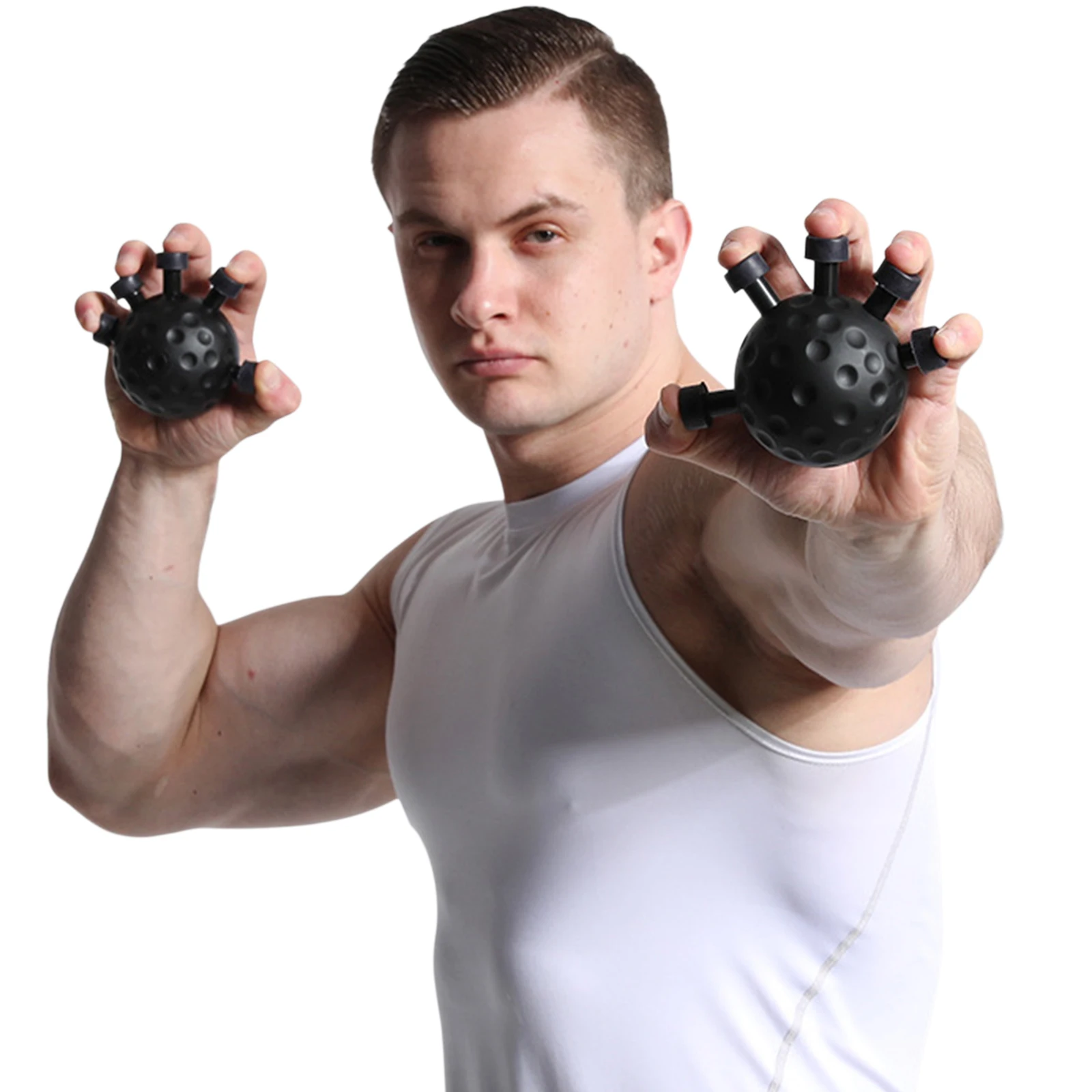 Hand Grip Strengthener Ball 5 Finger Hawk Claw Trainer for Climbing Forearm Strength ABS Red Black