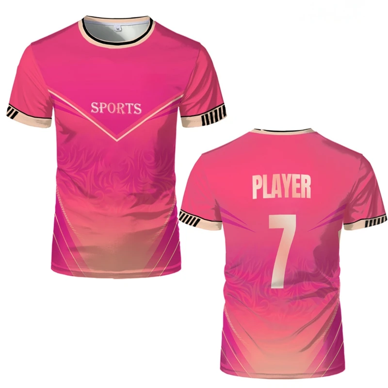 

Simple Striped Pattern Sports T Shirts Summer Fashion Custom Name Number 3D Printed T-shirts Loose Breathable Mens Team Uniforms