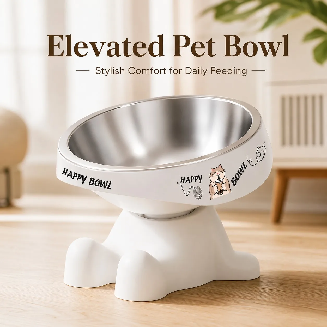 Tigela Elevada para Animais de Estimação, Tigela Antiderrapante com Proteção para o Pescoço, Adequada para Cães e Gatos de Porte Médio e Pequeno