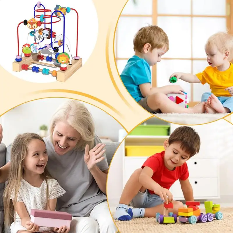 Bead Roller Coaster Maze Sorting Color Tracks Puzzle Colorful Roller Coaster Activity Game For Toddler Boys Girls Kids