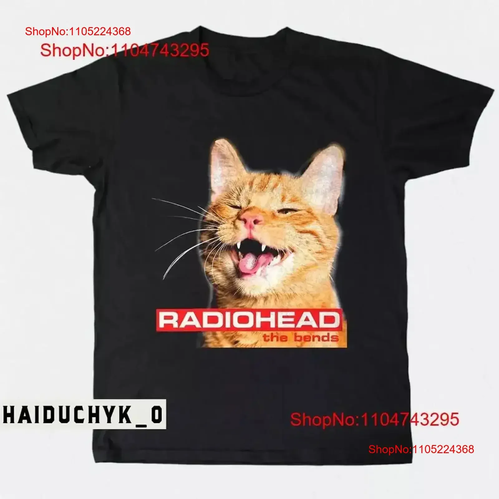 Funny Radiohead The Bends Orange Cat Black T shirt S 5XL vintage Washed designer clothes graphic Stretched fashion homme