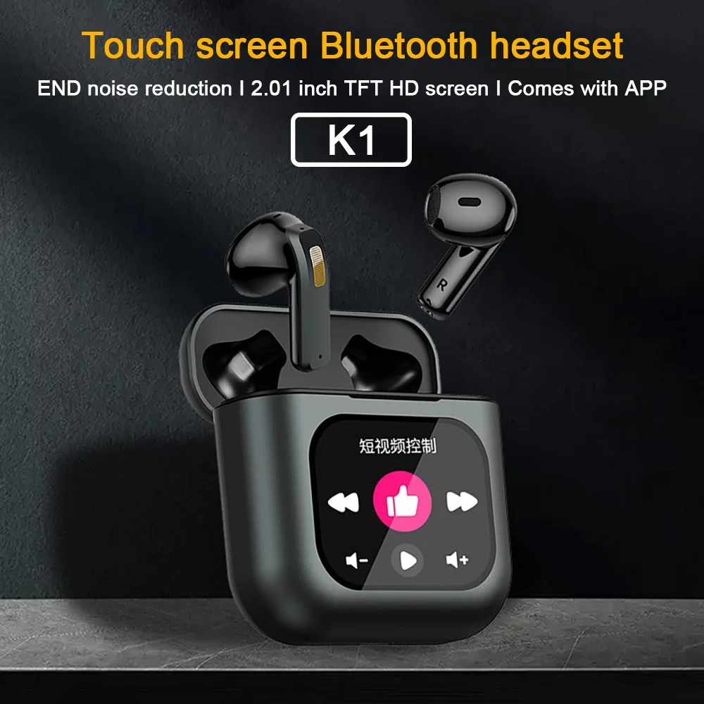 

TWS-наушники K1 с поддержкой Bluetooth и сенсорным экраном