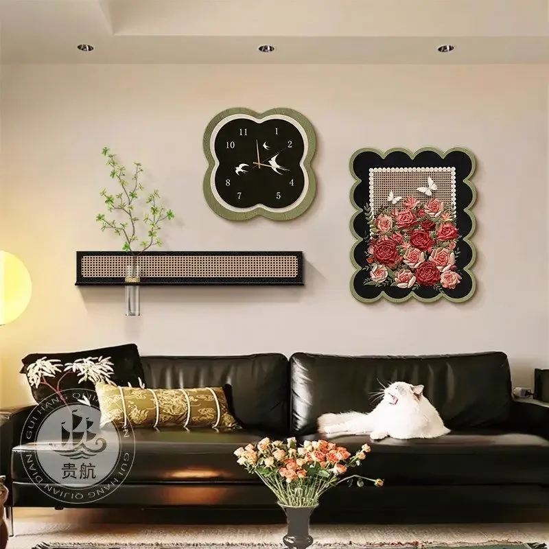 Art Mural Luxury Wall Watch Korean Design Digital  Clock Wall Living Room Metal Wall Art Home Decoration