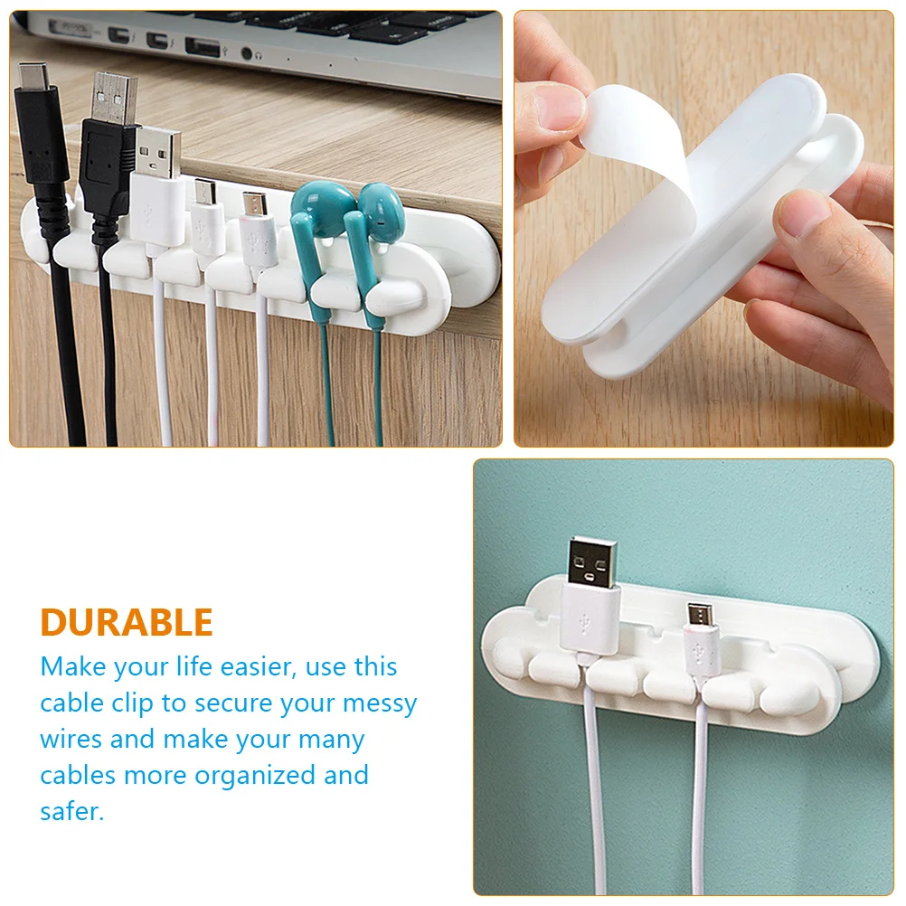 

2 Pcs Wire Clip Adhesive Clips Cable Management Organizer for Desk Holder Guide Cord Storage Holders Cords