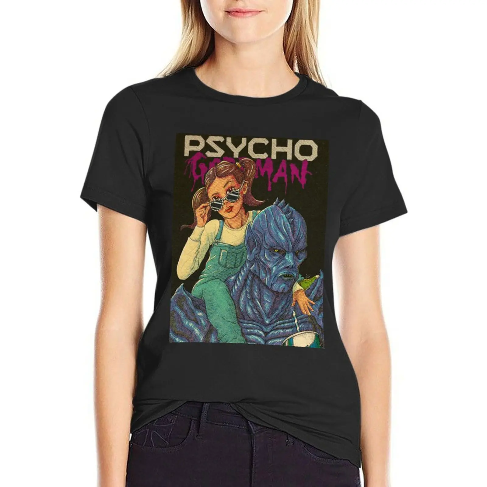 Psycho Goreman & Mimi Grungy halftone comicbook illustration T-Shirt sweat tops tees cotton t shirts Women