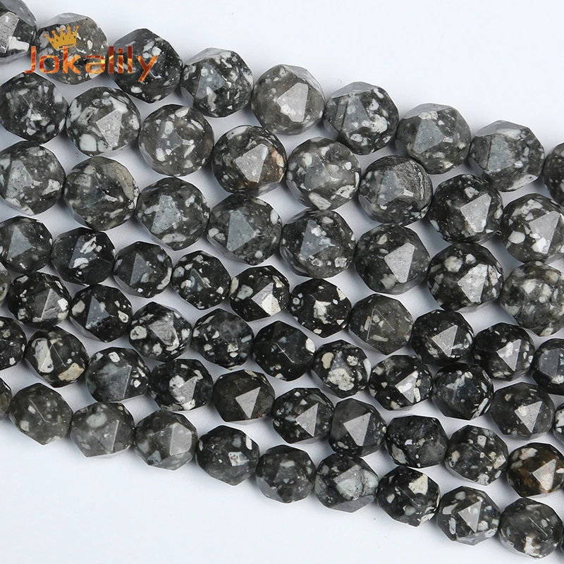 6 8 10mm Faceted Black Snowflake Obsidian Beads Natural Stone Round Loose Beads For Jewelry Making DIY Bracelets Accessories 15