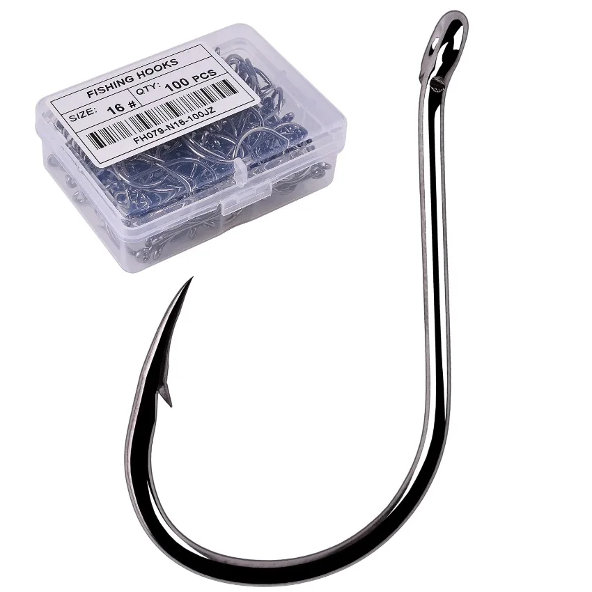 50pcs/20pcs/box Fish Hook High Carbon Steel Barbed 2-22# Fly Fishing Hook Worm Pond Fishing Bait Holder Jig Hole Pesca