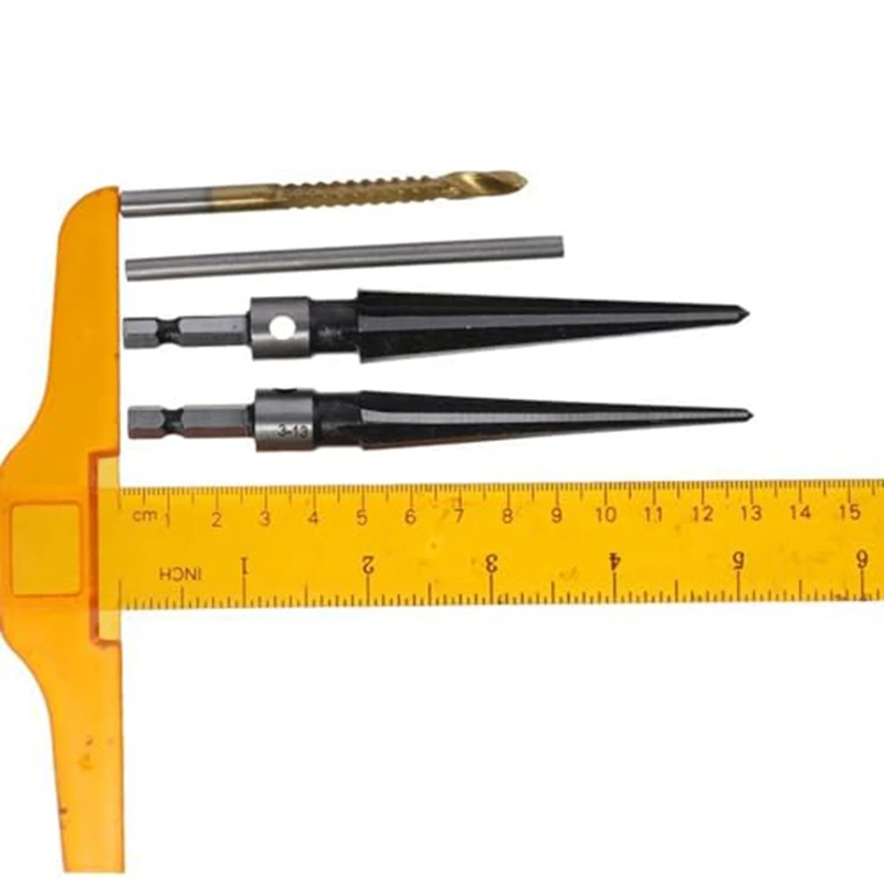 AS94-1Set Durevole e conveniente Trapano in argento 5-16Mm Alesatore manuale Manico da 3-13Mm Alesatori conici Set di alesatori conici