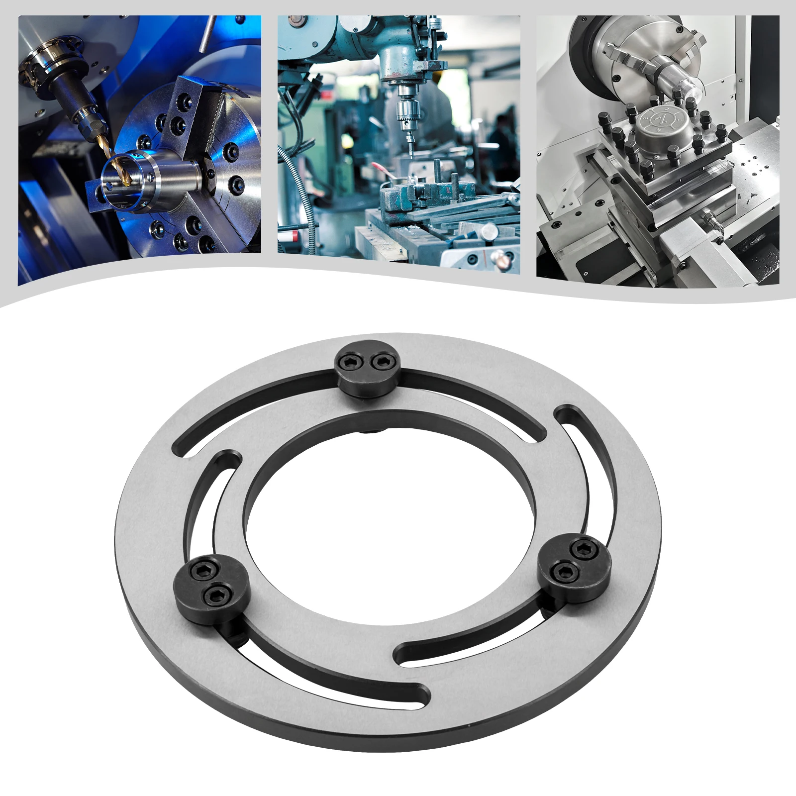 

Jaw Boring Ring Three-Jaw Chuck Steel Soft Jaw Boring Ring for CNC Lathe Chuck Soft Top Jaws Bore Repair Claw Device (6/8Inch)