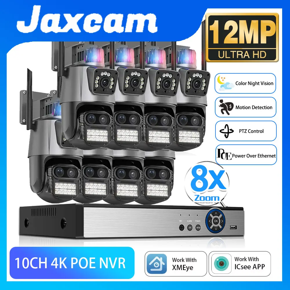 

Беспроводная система видеонаблюдения 4K 8MP 10CH NVR с цветным ночным видением, комплект Wi-Fi NVR, уличные камеры IP66 с 10-кратным зумом