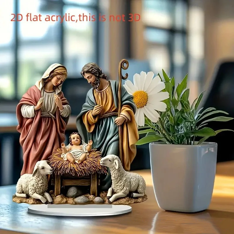 Tabletop Art Standee Acrylic 2D Printed Symbolic Decor Multi Design Set for Desk Shelf Display 2026 Nativity Jesus Birth Scene
