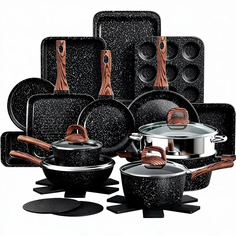 31-Piece Non-Stick Induction Cookware Bakeware Set Anti-Scald Bakelite Handles Pots Frying Pan Grill Pan