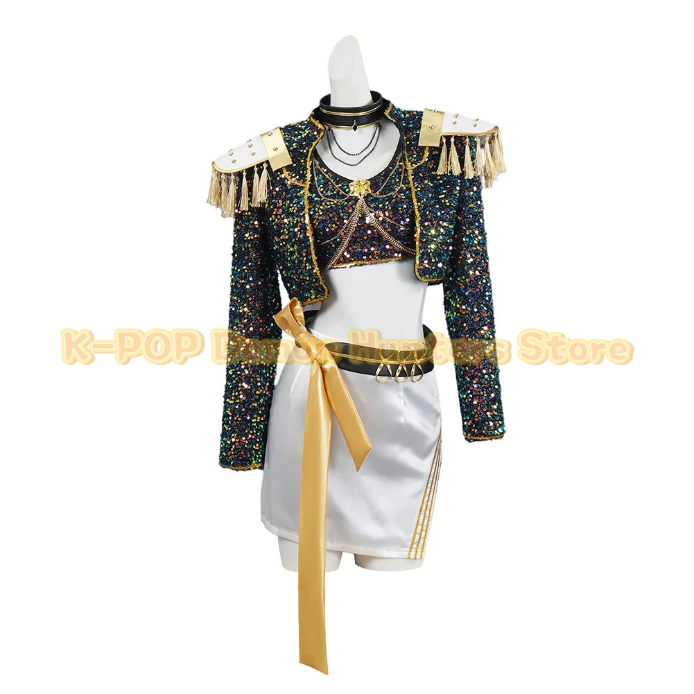 Novo anime kpop rumi cosplay traje peruca mulher preto branco uniforme natal festa de halloween roupas