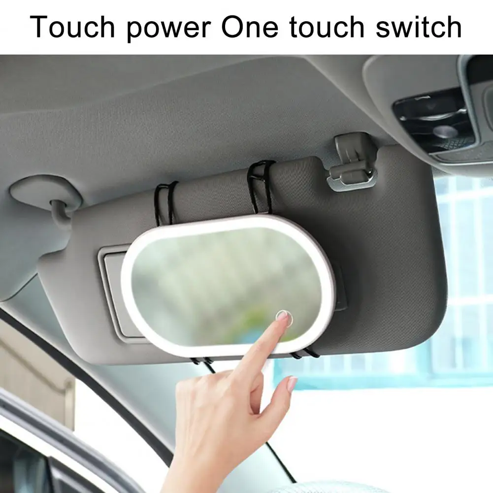 1 Set Car Makeup Mirror Touch Control Dimmable Type-C Automobile Interior LED Rear View Mirror Car Accessories