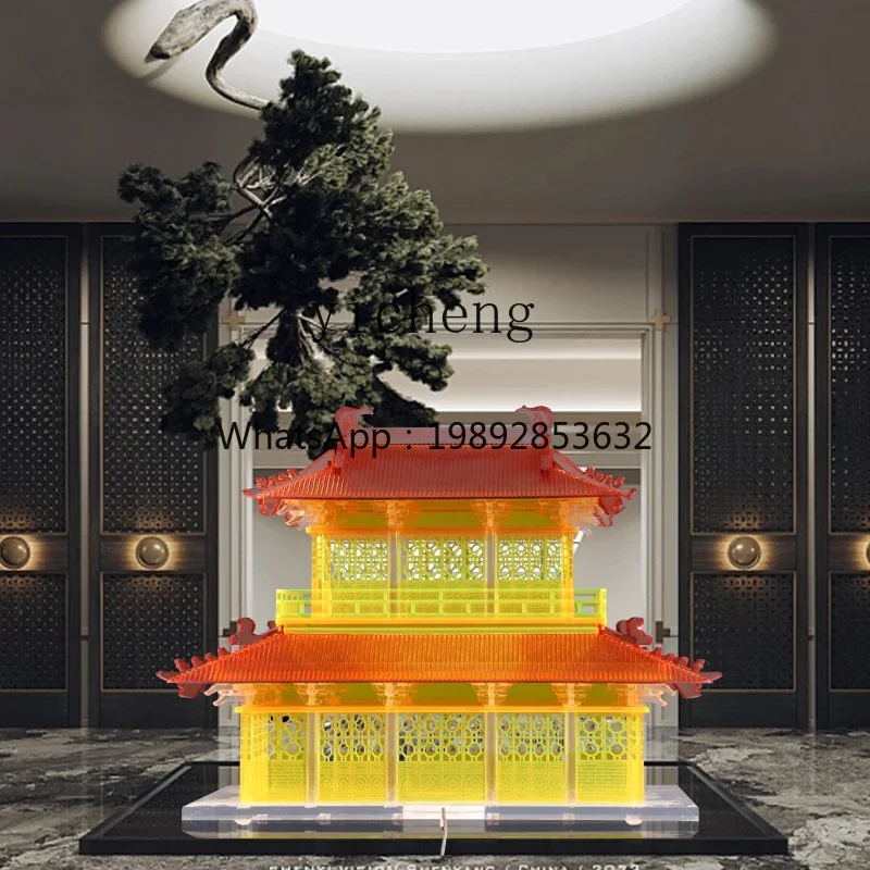 AA ancient building transparent acrylic house attic simulation sculpture soft decoration model ornament