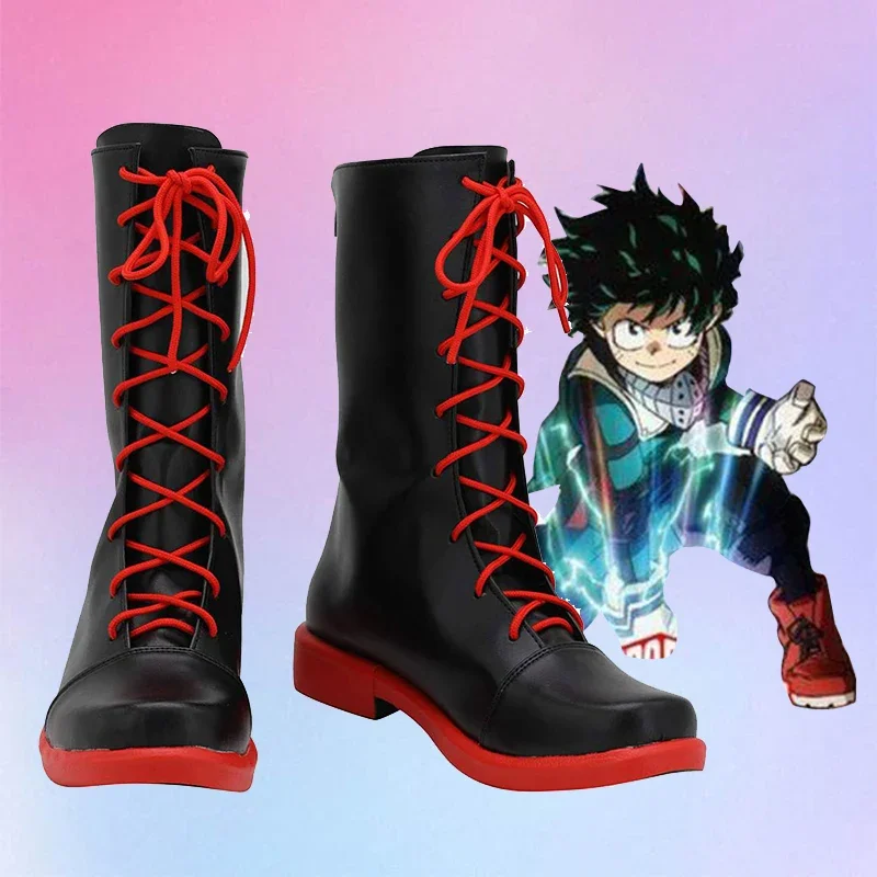 

Anime My Hero Academia Kaminari Denki Black And Red Cosplay Shoes Boots Halloween Carnival Cosplay Costume Accessories