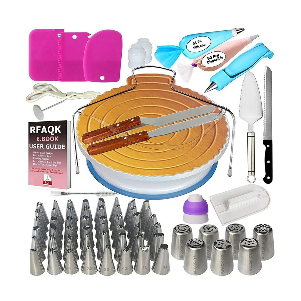 

factory direct Cake Turntable Decoration Set Decorating Turntable Fondant Baking Tools piping nozzle piping bag bakeware