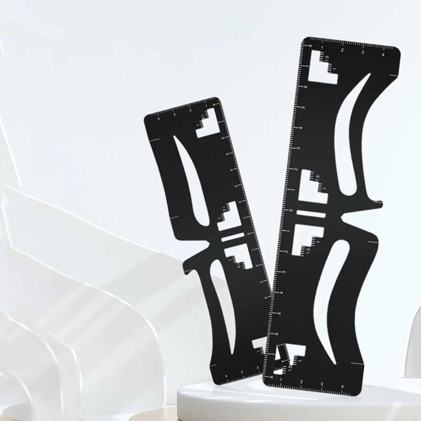 Régua de medida de sobrancelha, modelo de aço inoxidável, ferramenta profissional de designer de maquiagem para iniciantes de modelagem de sobrancelha