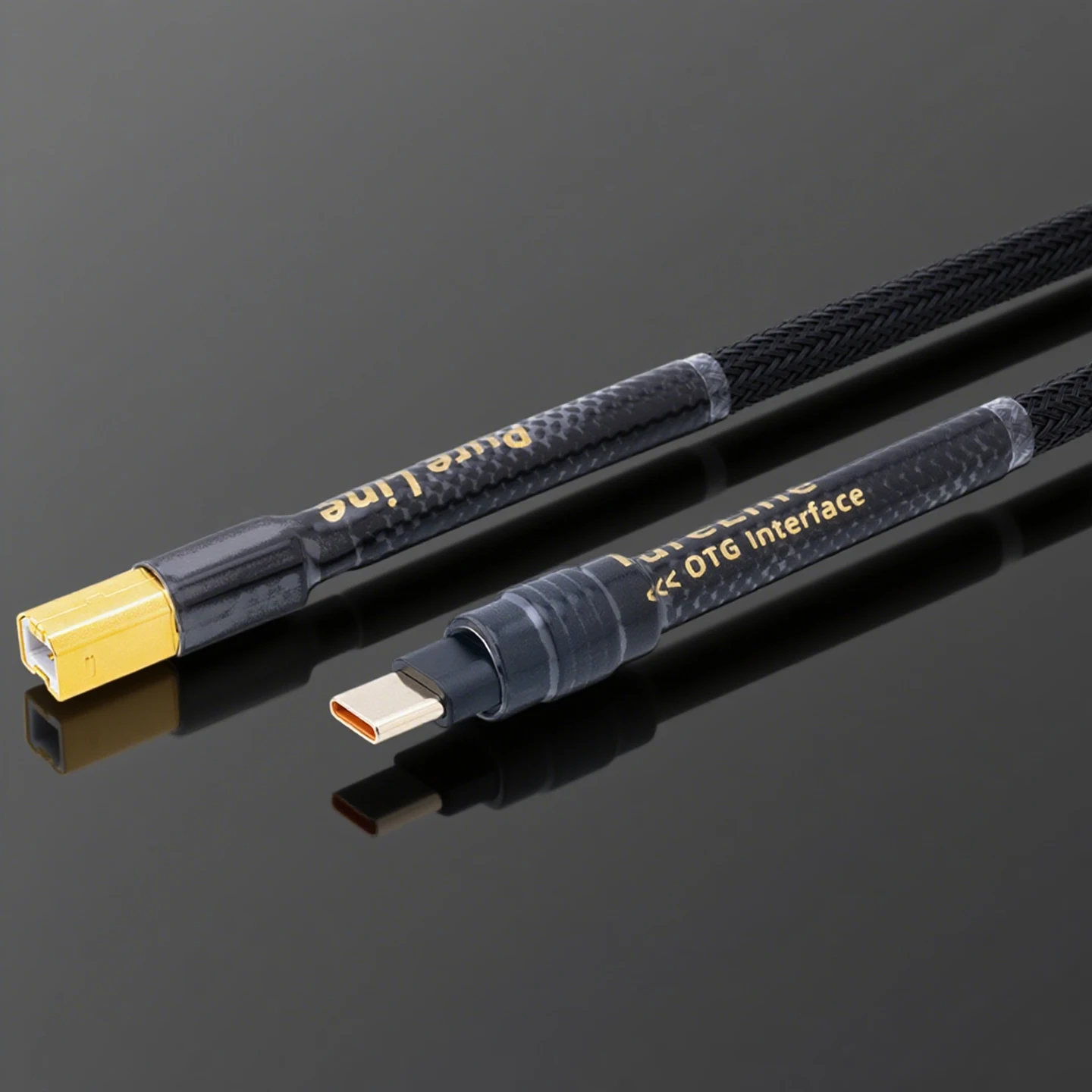 ▲[PURELINE] Canare HiFi OTG Type C to USB Cable, Hi-End OTG C-B USB Cable for Amplifier, Mobile Phone to DAC Audio Connection