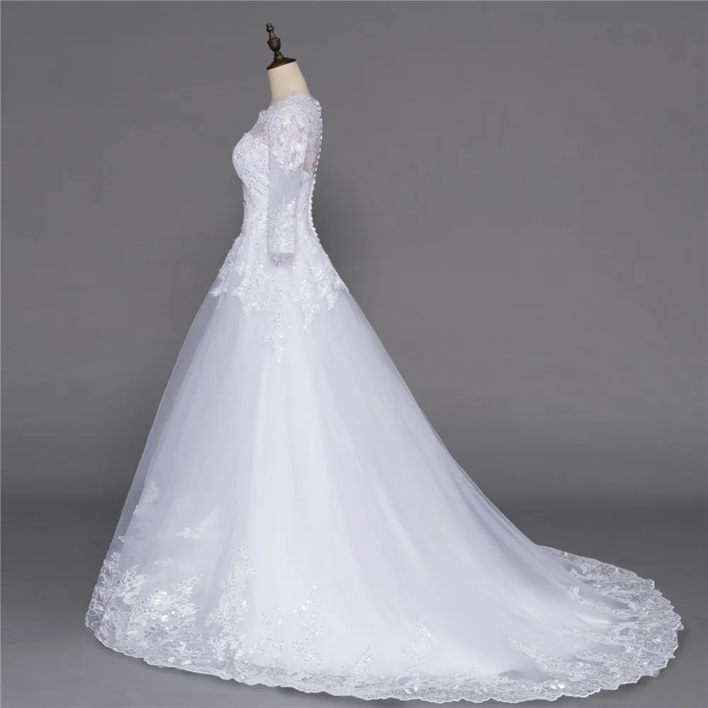 Aseoase – robe De mariée musulmane, coupe trapèze, manches longues, Tulle, style Boho, Photo réelle