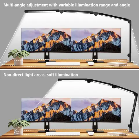 LED-skrivbordslampa med klämma och flexibel arm - 3 ljuskällor, 4 färglägen och 5 ljusstyrkenivåer, ögonvänlig bordslampa för hemmet 10 best sales skrivbordslampa - №8