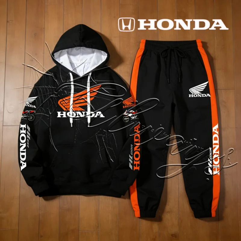 

2026Autumn and Winter Honda Racing Enthusiasts Outdoor Sports Warm Motorcycle Suit Set Men'sMOTO Hoodie Long Pants Two-piece Set