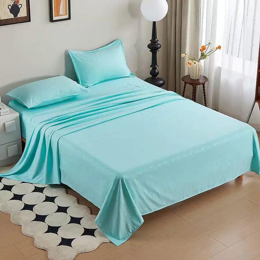 طقم سرير بحجم كوين 4 قطع ، مع ملاءة واحدة ، ورقة سفلية واحدة ووسادتين ، كتان قطني ، مفارش أسِرة مجهزة صلبة