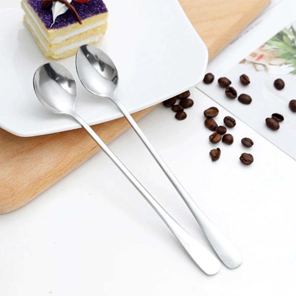 1/2/4pcs Stainless Steel Coffee Spoon Long Handle Ice Cream Dessert Tea Spoon For Picnic Drinkware Tableware