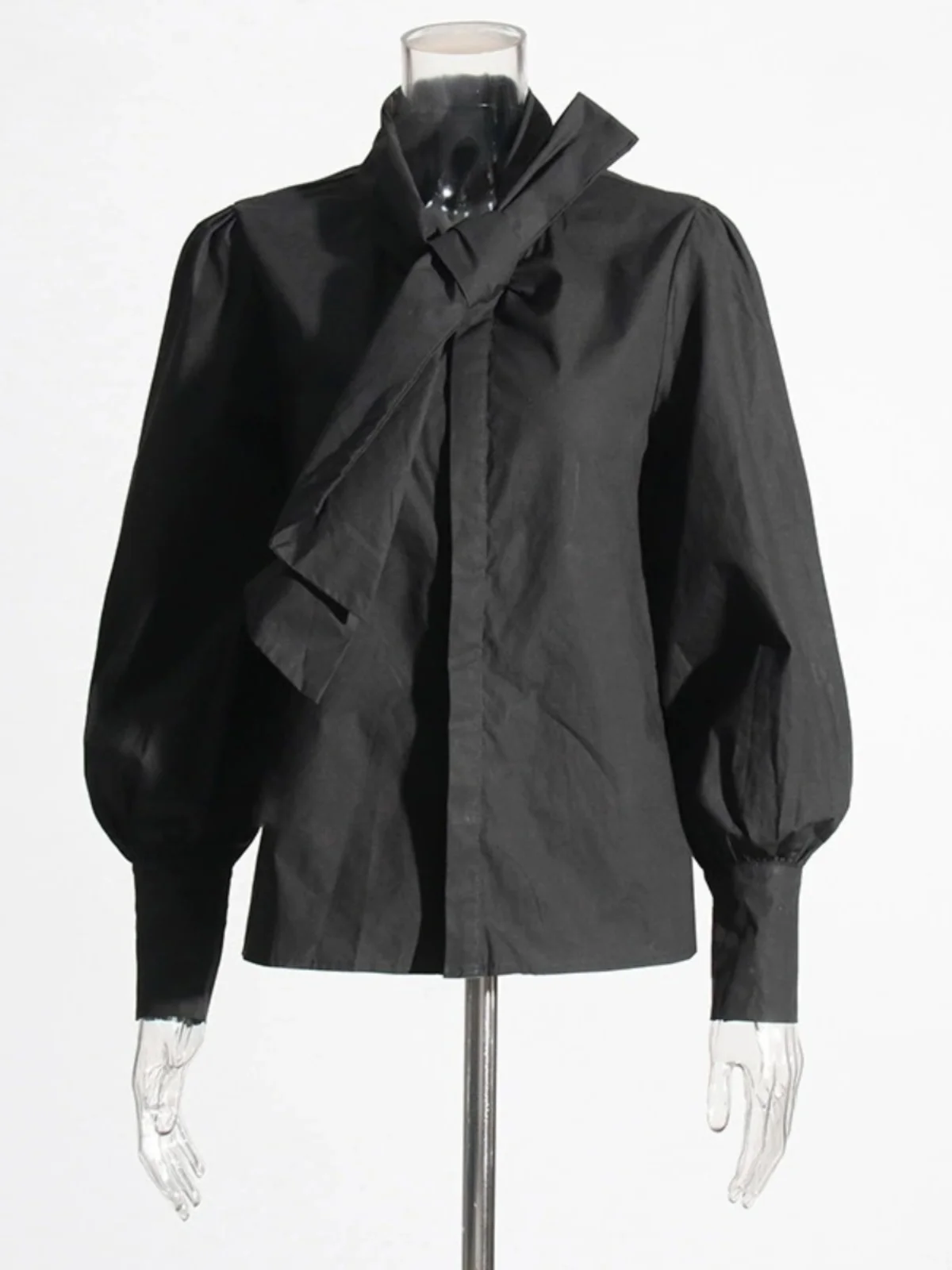 Solid Color Fashion Shirts Scarf Collar Loose Comfort Shirt Women Spring 2024 New Women Elegant Temperament Long Sleeve Tops