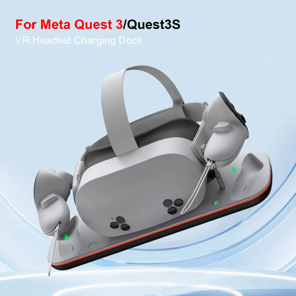 Wireless Charging Dock for Meta Quest 3/3S VR Headset Controller Charger Dock Station With LED Indicator Controller Stand Mount