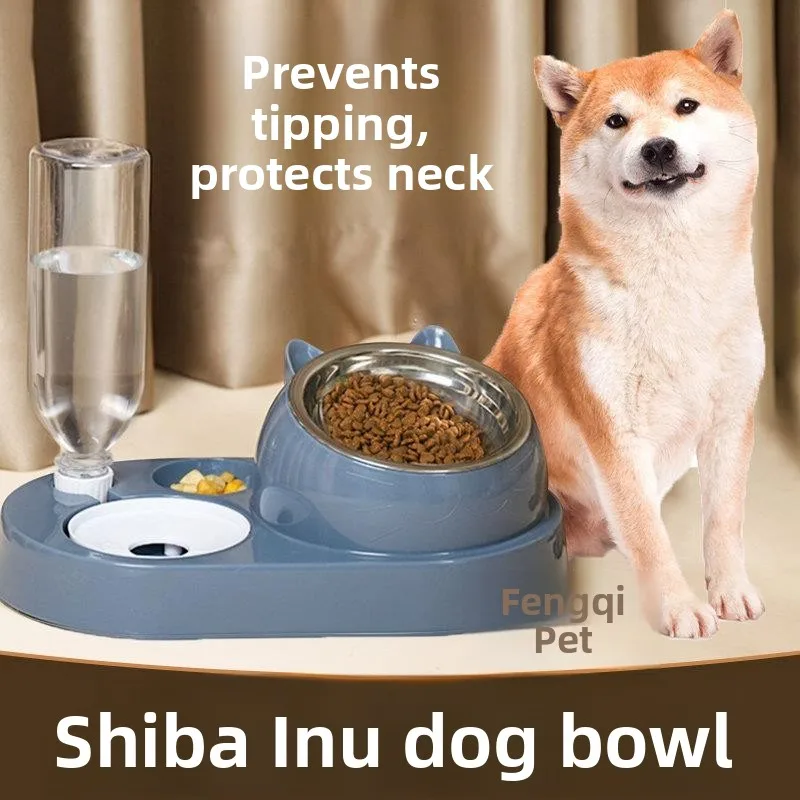 

Shiba Inu Dog Bowl Water Bowl Integrated Small Dog Feeding Bowl Pet Supplies Dry Food Wet Feeding Bowl Food Bowl