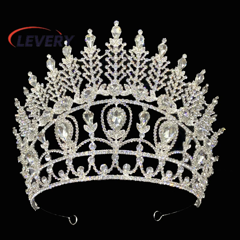 Levery Baroque Vintage  Champagne Rhinestone Bridal Tiaras Crown Wedding Hair Accessories