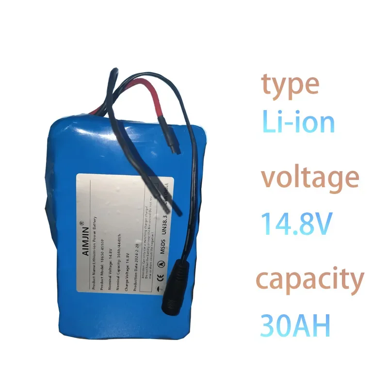 

Lithium-ion Power Battery with BMS for Inverter Smart Robot, High Power Equipment, Charger 16.8V, 4S10P, 14.8V, 30Ah, 44Wh,18650