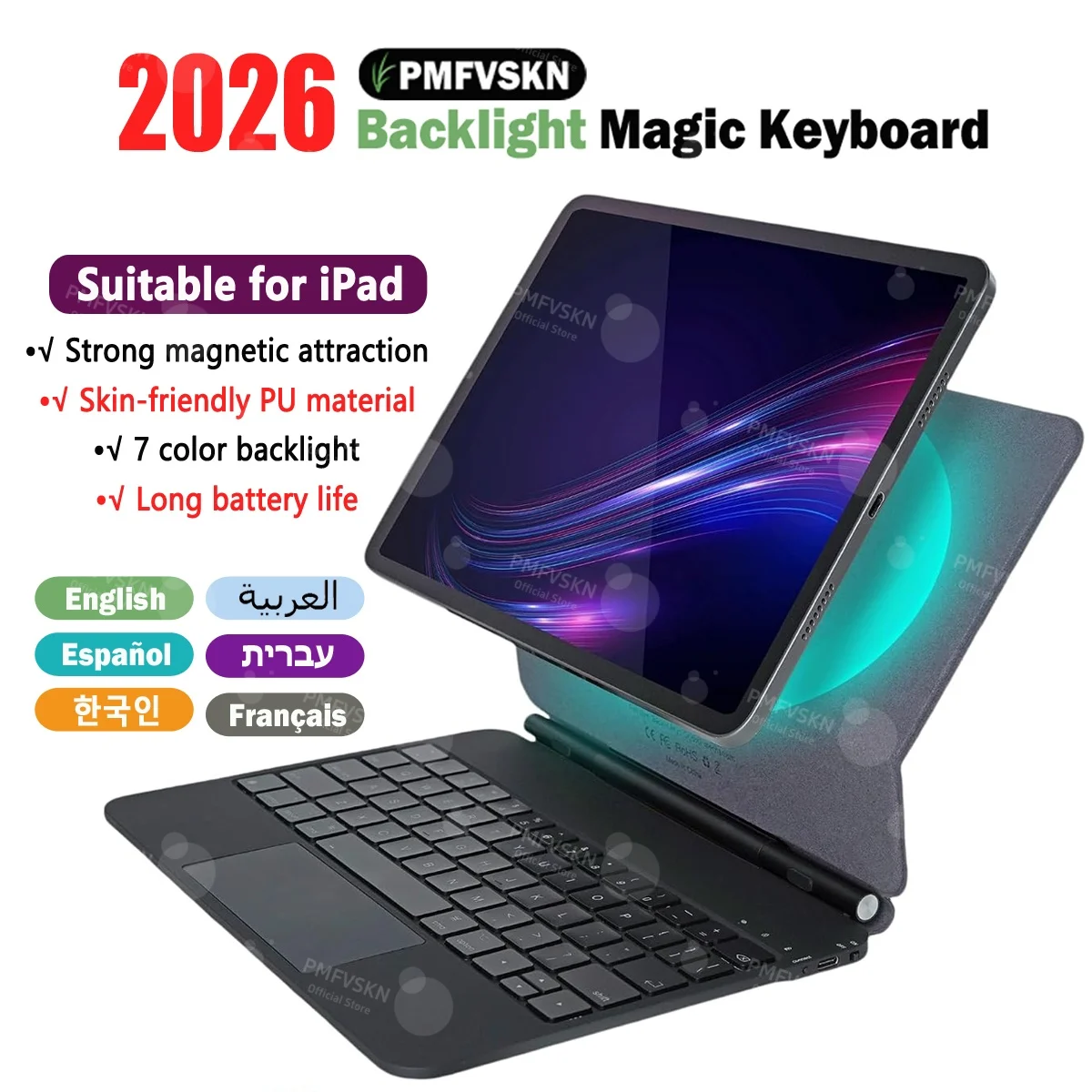 2026 Backlit Magic Keyboard For iPad A16 11th generation 2025 iPad Air 11 13 M2 M3 M4 Air 5th 4th Case For iPad Pro 11 13 M5 M4