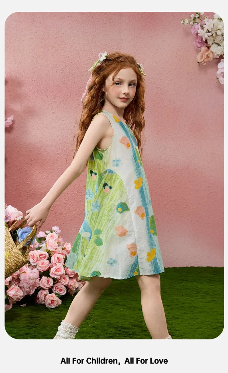A-Line Dress 2026 New Summer Sleeveless Printed Outfit Lightweight Flowy Gown Suitable For Daily Wear Beach Trip Casual Holiday